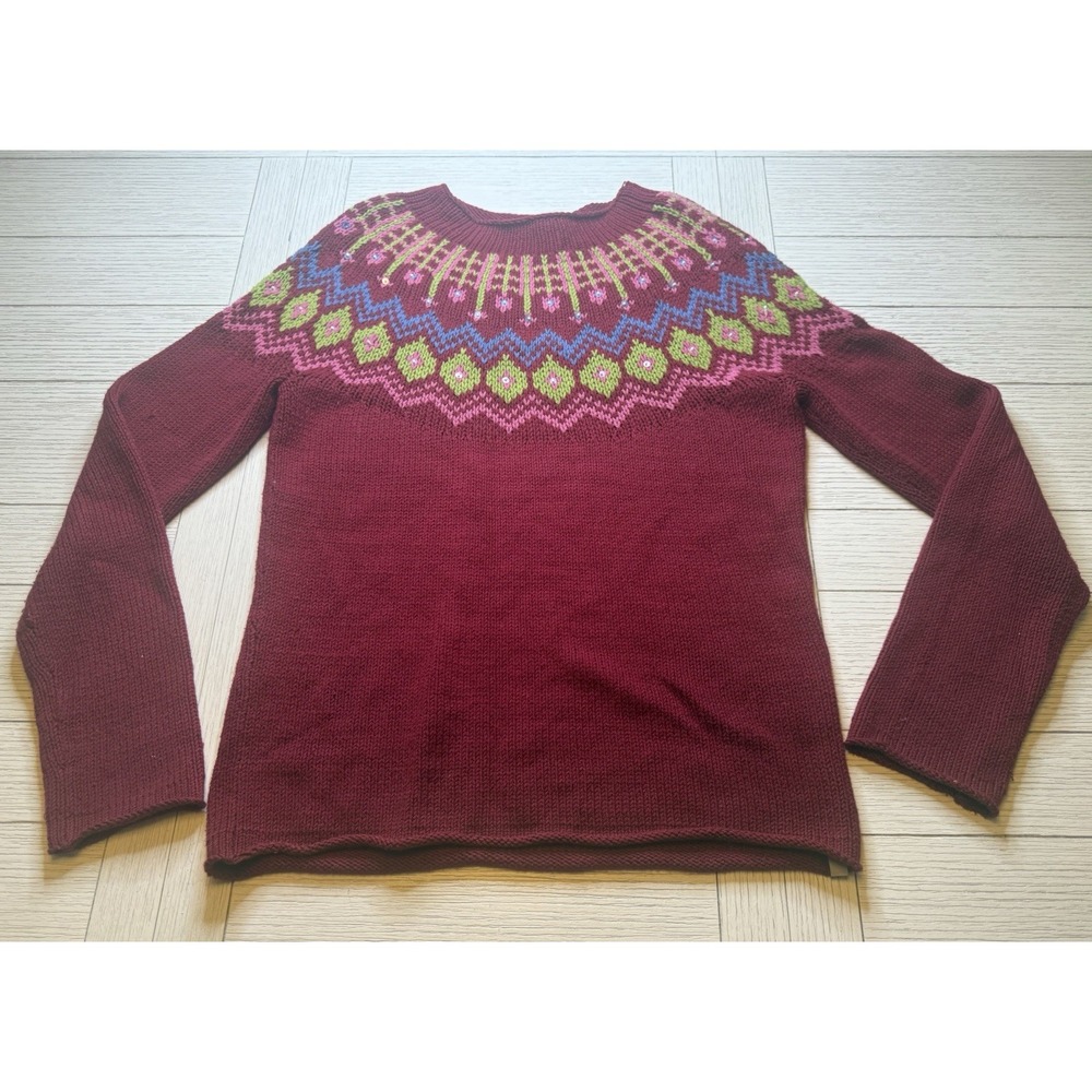 Calvin Klein Jeans Sweater Women's Sz XL Berry  Round Neck Pullover‎ W/ Sequin